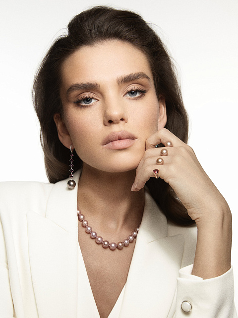 Кольцо из розового золота с турмалином и жемчугом, 3