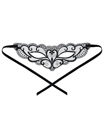 Черная кружевная маска со стразами, 1