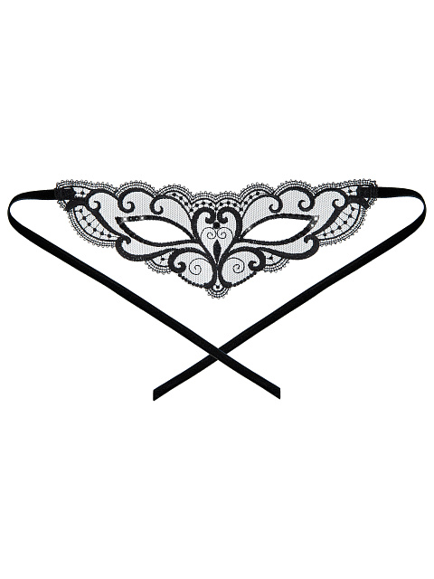 Черная кружевная маска со стразами, 1