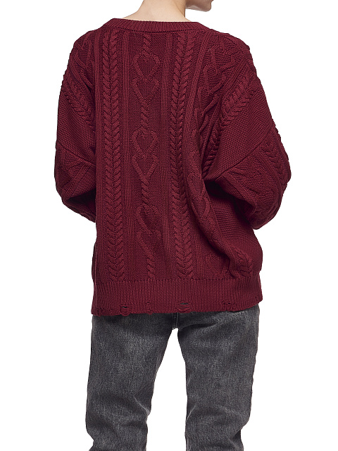 Бордовый хлопковый свитер с косами, 6