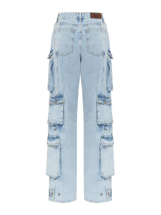 Голубые широкие джинсы-карго, 2