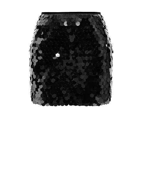 Черная юбка-мини в крупных пайетках, 1