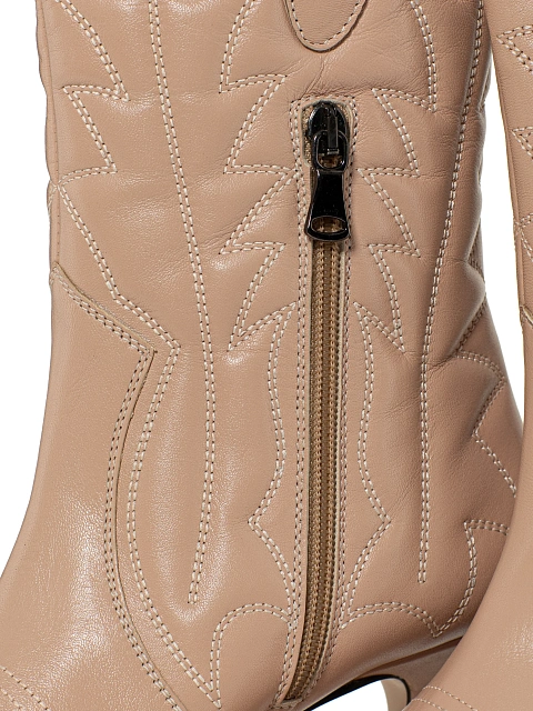 Бежевые кожаные казаки на каблуке, 5