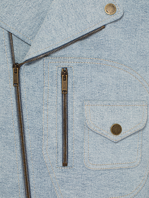 Голубая косуха из денима с декоративной шнуровкой, 3