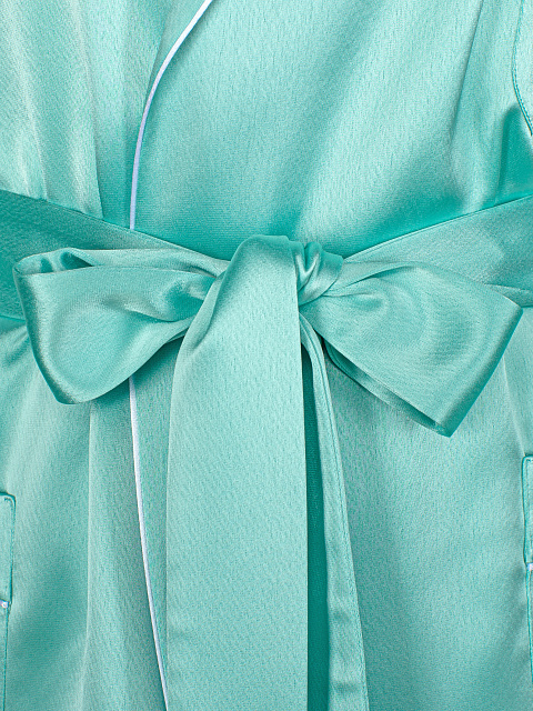 Зеленый домашний костюм из шелка с вышивкой, 4