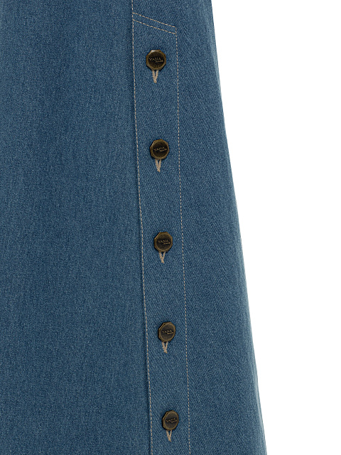 Синяя расклешенная юбка-макси из денима, 4