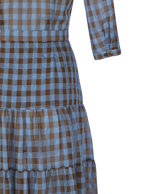 Платье-макси из тонкого шифона в клетку, 4