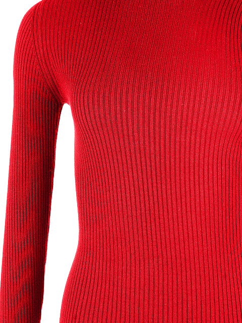 Красная трикотажная водолазка в рубчик, 3 Красная трикотажная водолазка в рубчик, 3