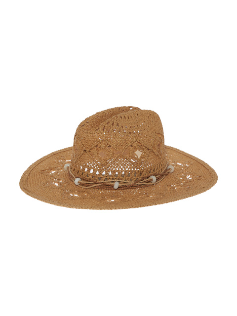 Соломенная шляпа с отделкой из кожаных шнурков и камней, 1