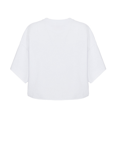 Белая укороченная футболка с вышивкой, 2