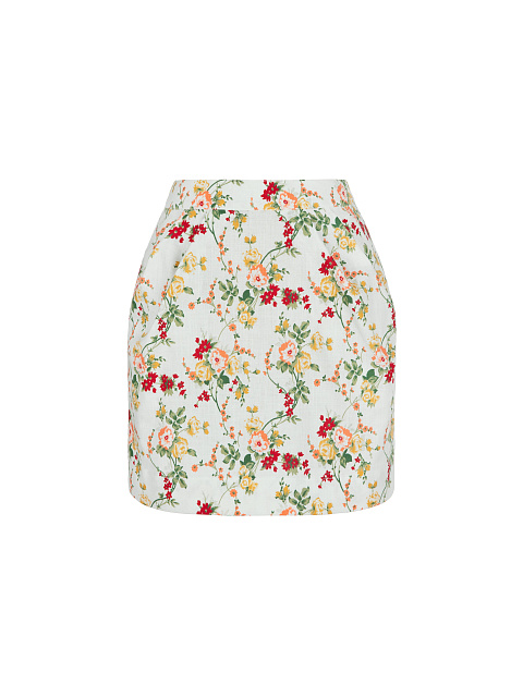 Белый льняной комплект с цветочным принтом, 3