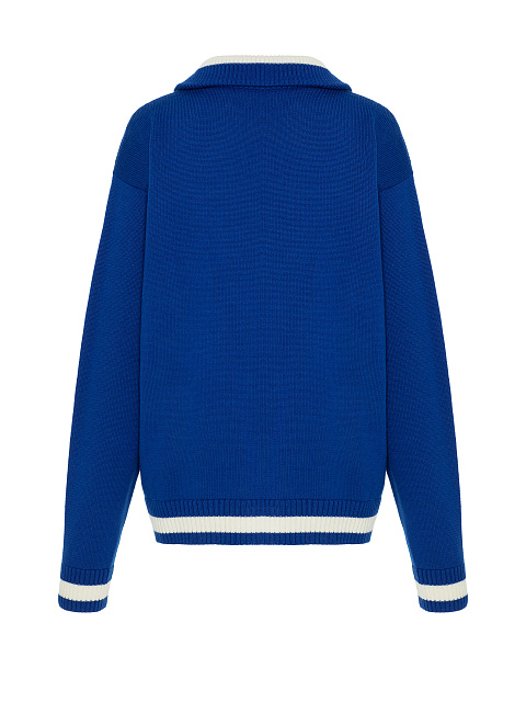 Синий вязаный пуловер с молнией, 3 Синий вязаный пуловер с молнией, 3