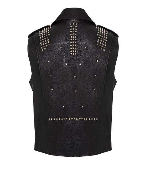 Черный кожаный жилет с шипами, 2