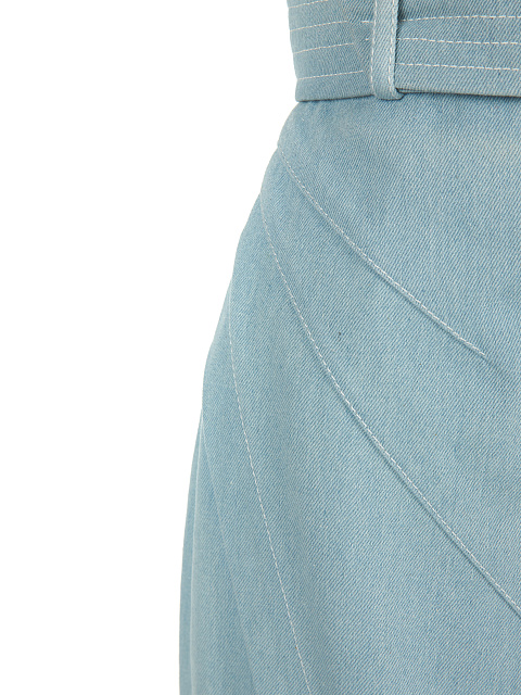 Голубая юбка-миди из денима с поясом, 3 Голубая юбка-миди из денима с поясом, 3