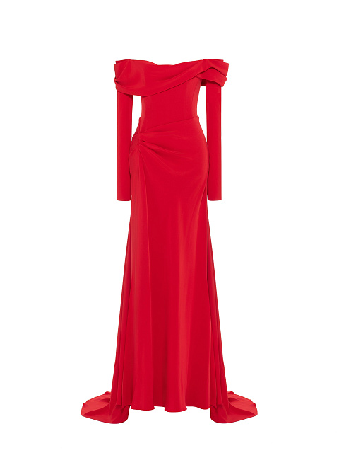 Красное платье-макси из шелка, 1