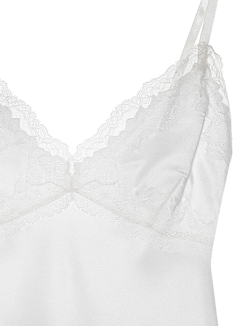 Белый топ из шелка с кружевом, 3