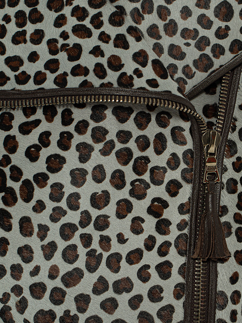 Укороченная кожаная косуха с мехом кенгуру, 3