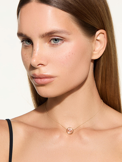 Колье с кулоном с буквой Y из желтого золота с горным хрусталем, 2 Колье с кулоном с буквой Y из желтого золота с горным хрусталем, 2