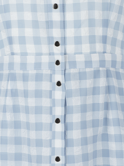 Голубое платье-макси из тонкого шифона в клетку, 3