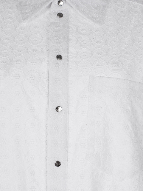 Белое платье-рубашка из фактурного хлопка, 3