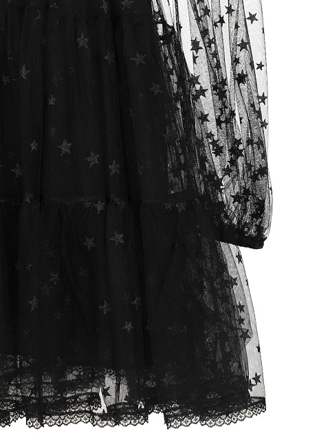 Платье-мини из черной сетки со звездами, 3