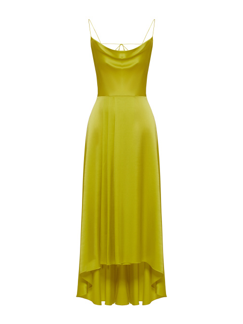 Желтое платье-миди из шелка, 1