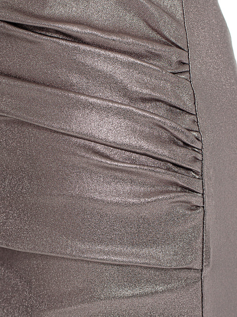 Пудровая мини-юбка из эко-кожи с драпировкой, 4