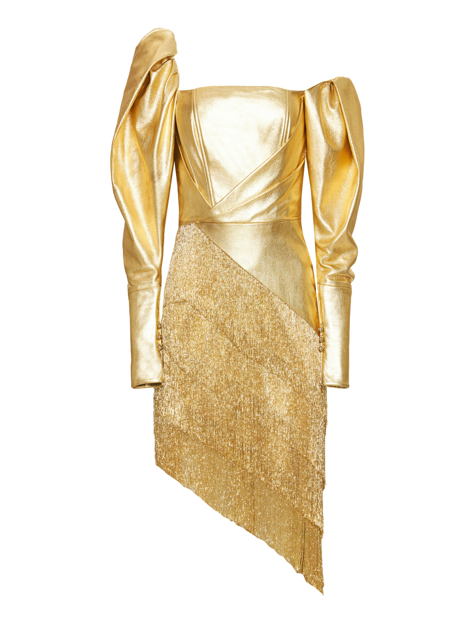 Золотое кожаное платье с бахромой, 1