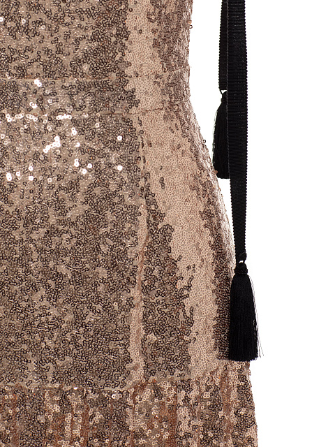 Платье-сарафан в золотисто-бежевых пайетках, 3