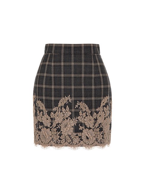 Серый костюм-двойка в клетку с кружевом, 4 Серый костюм-двойка в клетку с кружевом, 4