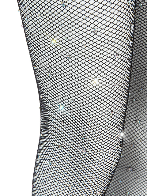 Черные колготки в сетку со стразами, 2