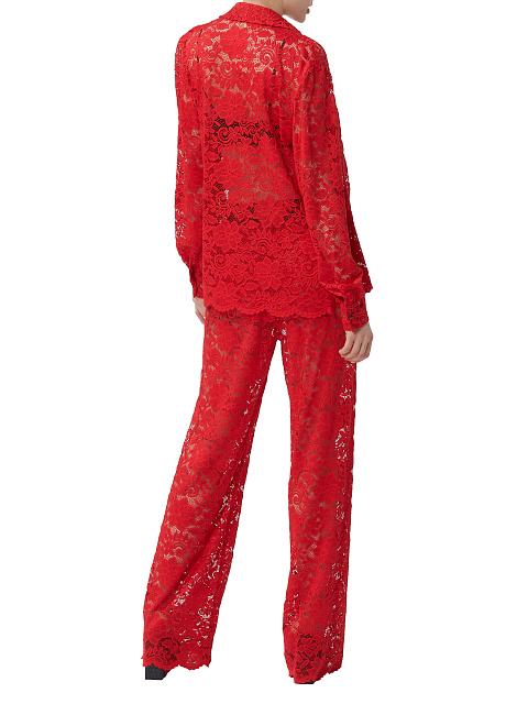 Красный кружевной костюм из рубашки и брюк, 8