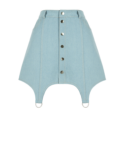 Светло-голубая джинсовая юбка с фигурным низом, 1