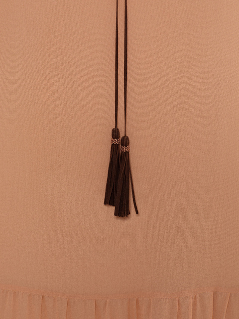 Светло-терракотовое шифоновое платье-миди , 6