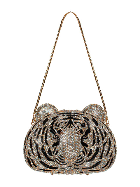 Клатч «Тигр» в золотистых стразах, 1