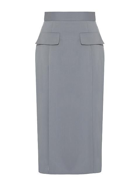 Серый костюм-двойка с юбкой-миди, 3
