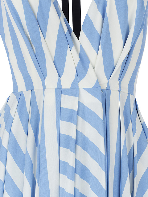 Голубое хлопковое платье в полоску с открытой спиной, 3