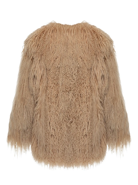 Бежевая короткая шуба из меха ламы, 5 Бежевая короткая шуба из меха ламы, 5