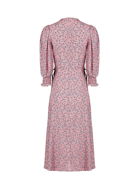 Розовое платье-миди с цветочным принтом и шнуровкой на талии, 2