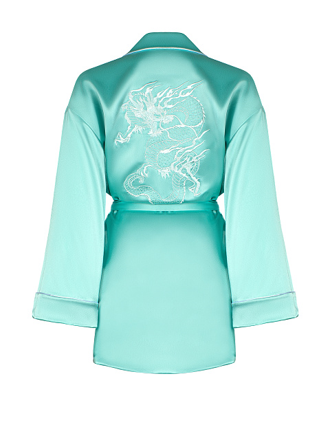 Зеленый домашний костюм из шелка с шортами и вышивкой, 3 Зеленый домашний костюм из шелка с шортами и вышивкой, 3