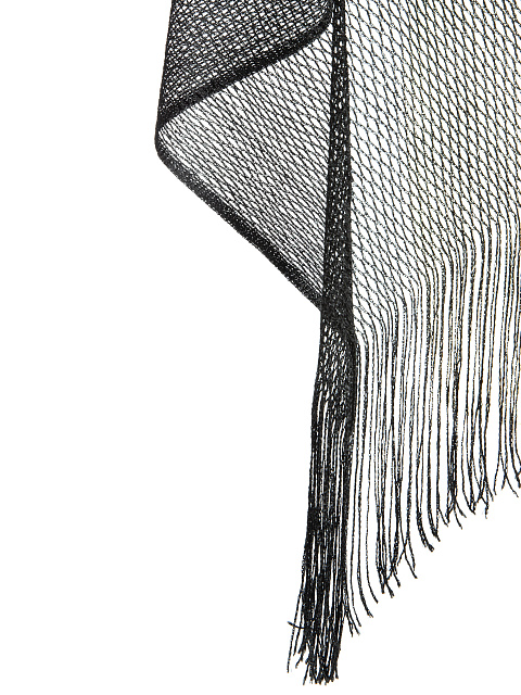 Черное пончо из сетки с бахромой, 3