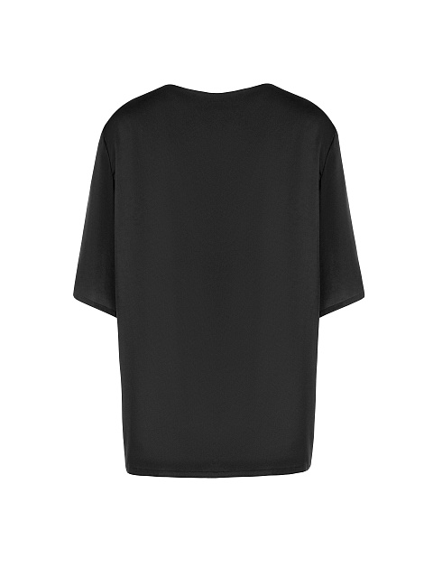 Черный топ из вискозы и шелка со стразами, 2