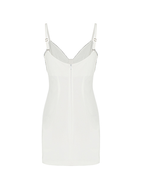 Белое трикотажное платье-мини с серебристыми пайетками, 2