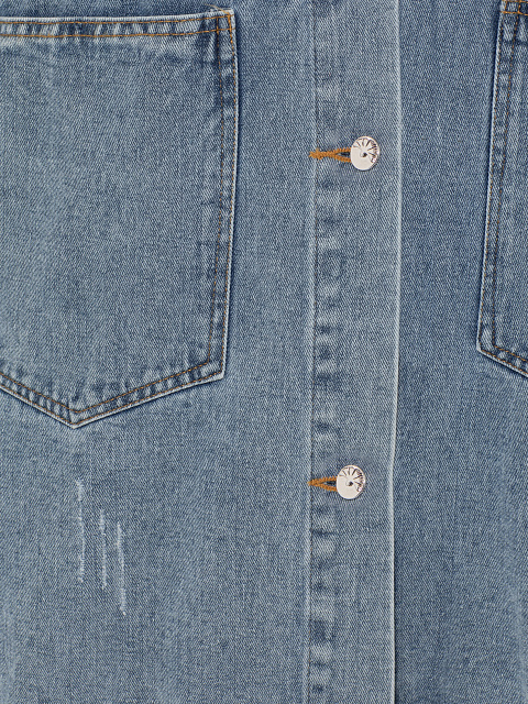 Голубая джинсовая куртка с вышивкой на спине, 3