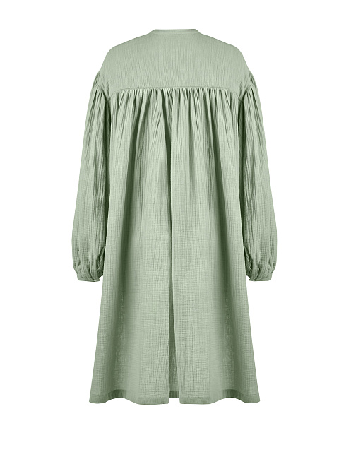 Зеленое хлопковое платье-рубашка, 2