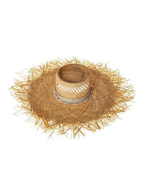 Соломенная шляпа с вышивкой на ленте и натуральными камнями, 2