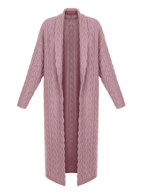 Розовое вязаное кашемировое пальто, 1