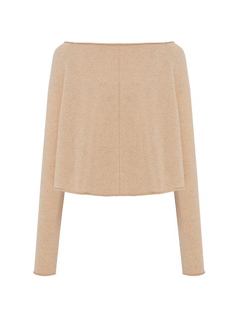 Бежевый укороченный пуловер из кашемира, 2
