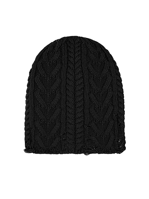 Черная вязаная шапка из хлопка с дырками, 1