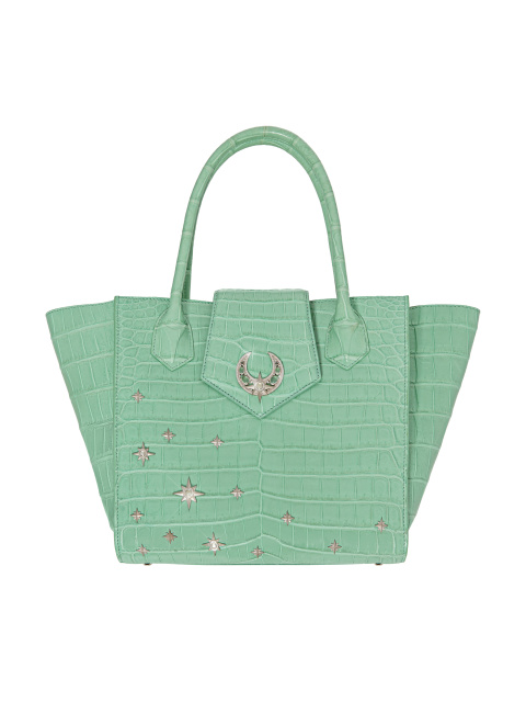 Зеленая сумка из крокодиловой кожи с полумесяцем и звездами из серебра, 1